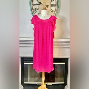 Indigo Rose Pink Flutter Sleeves Sundress